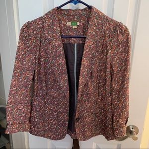 Floral Blazer with Adjustable Waist Tie